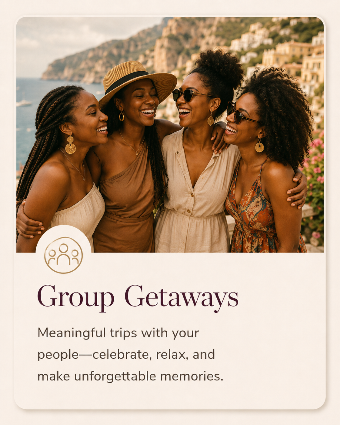 Friends enjoying a meaningful group getaway