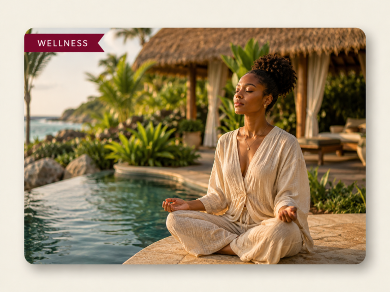 Woman meditating during a luxury wellness retreat